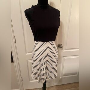 Ann Taylor Black and White Striped Dress